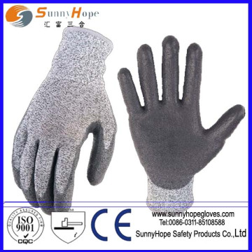 PU coated level 5 anti-cut work gloves